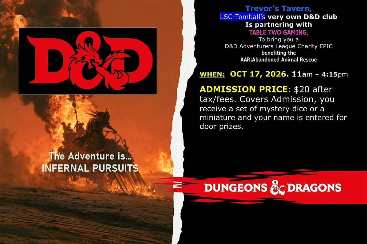 Trevor's Tavern D&D Epic Adventure: Infernal Pursuits Benefit Event