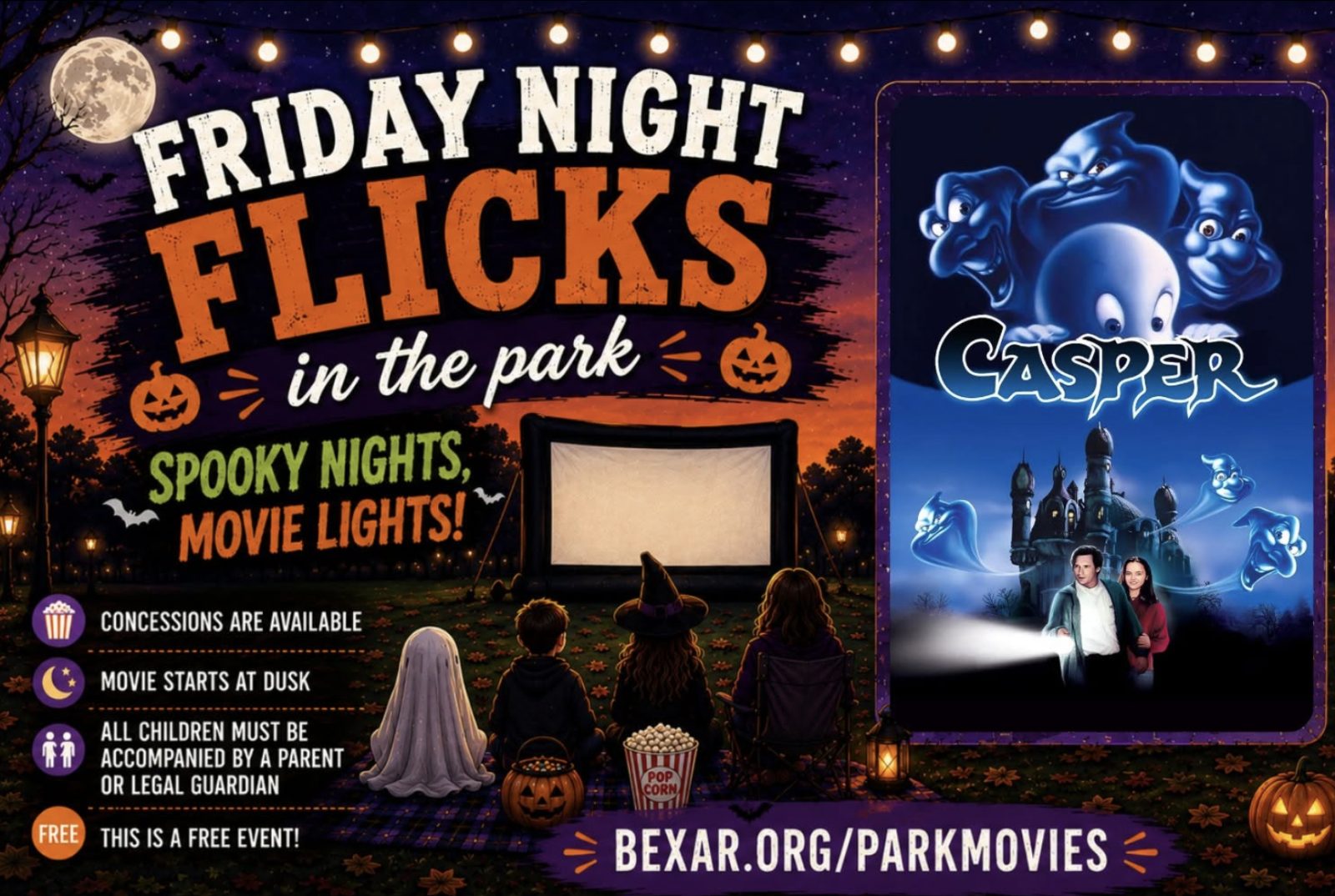 Free ‘Friday Night Flicks’ Halloween Movie Night Brings ‘Casper’ to Pletz Park in Bexar County