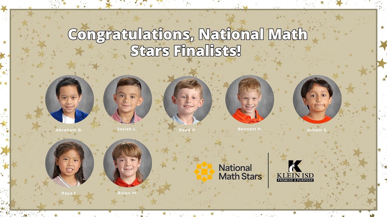 7 Klein ISD Elementary Students Named National Math Stars Finalists in First Year of Participation
