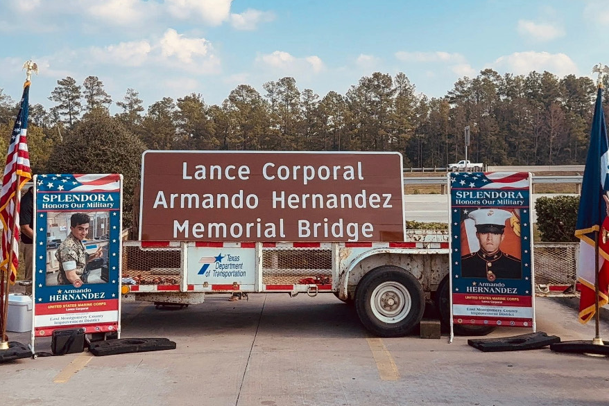 Splendora Bridge Renamed in Honor of Fallen Marine Lance Cpl. Armando Hernandez