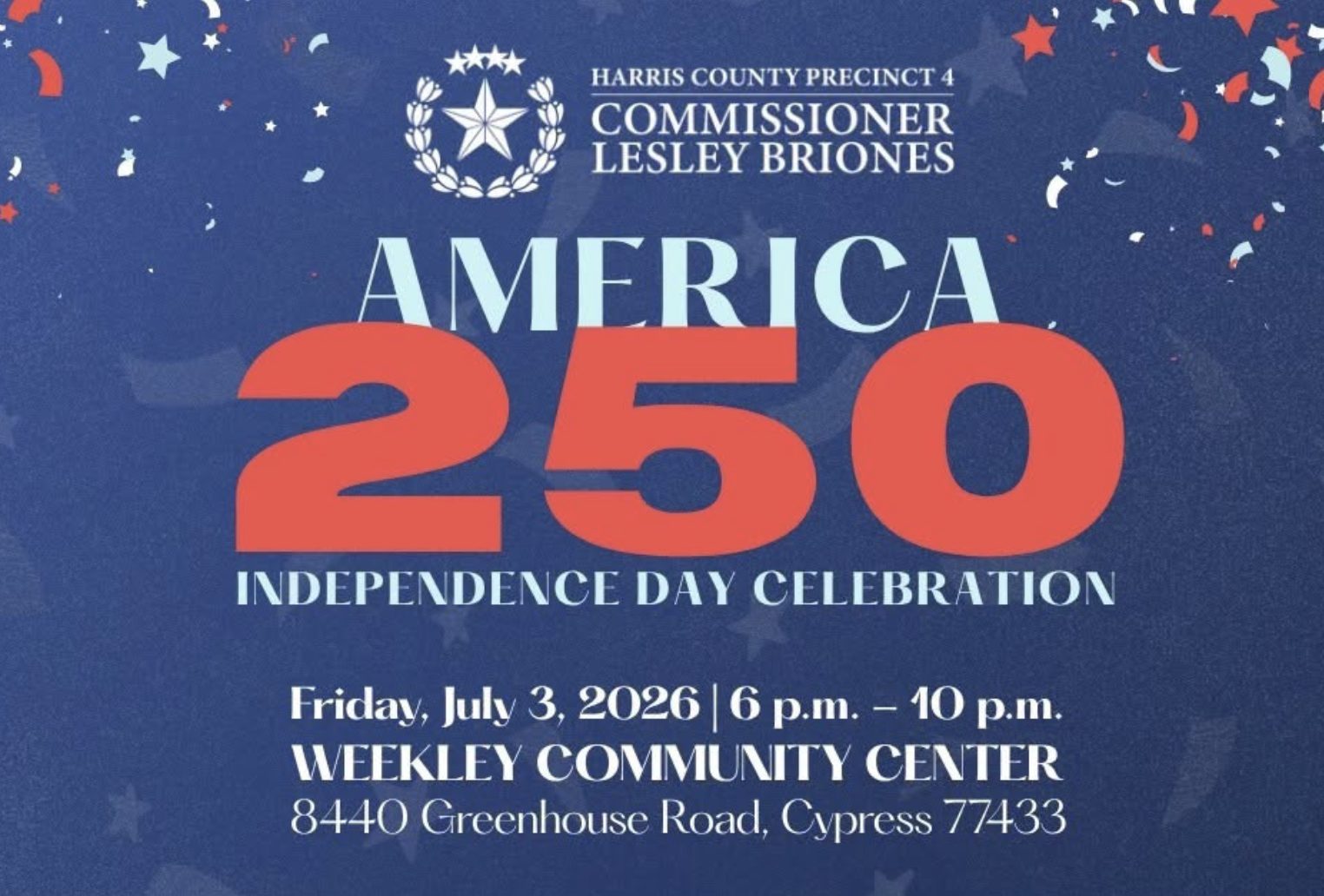 Celebrate America's 250th Birthday Near Nottingham Country at Harris County Precinct 4's Free Community Celebration