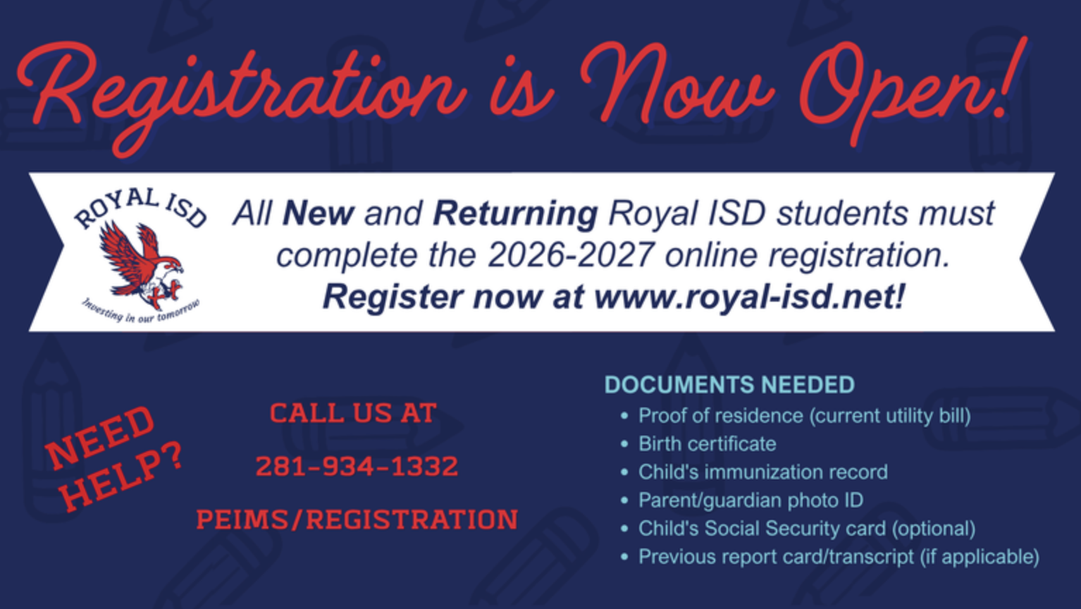 Royal ISD Online Registration Now Open for the 2026–2027 School Year
