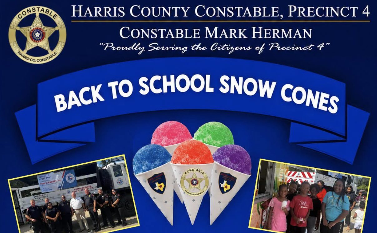 Champions Park Families Invited to Free Back-to-School Snow Cones With Harris County Precinct 4 Constable’s Office