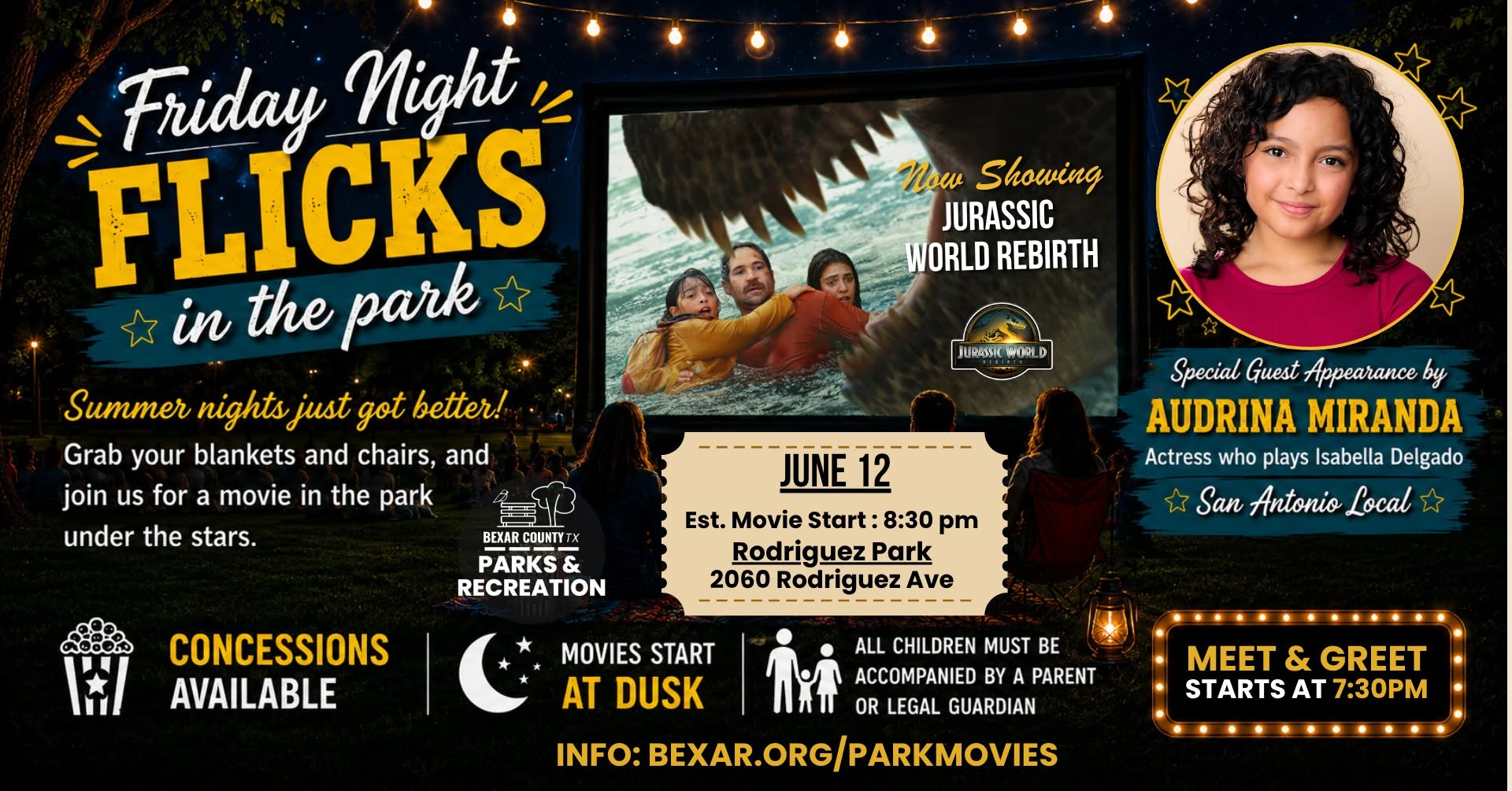 San Antonio Native Audrina Miranda to Join Bexar County’s Friday Night Flicks for Special ‘Jurassic World Rebirth’ Meet-and-Greet at Rodriguez Park