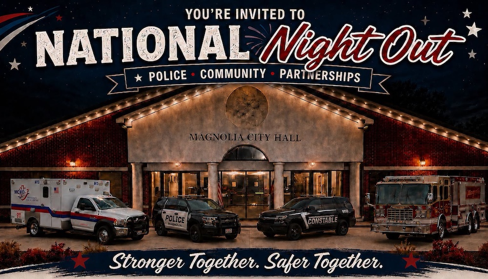 Magnolia Springs Residents Invited to National Night Out 2026 with Magnolia Police, Constable's Office and Fire Department