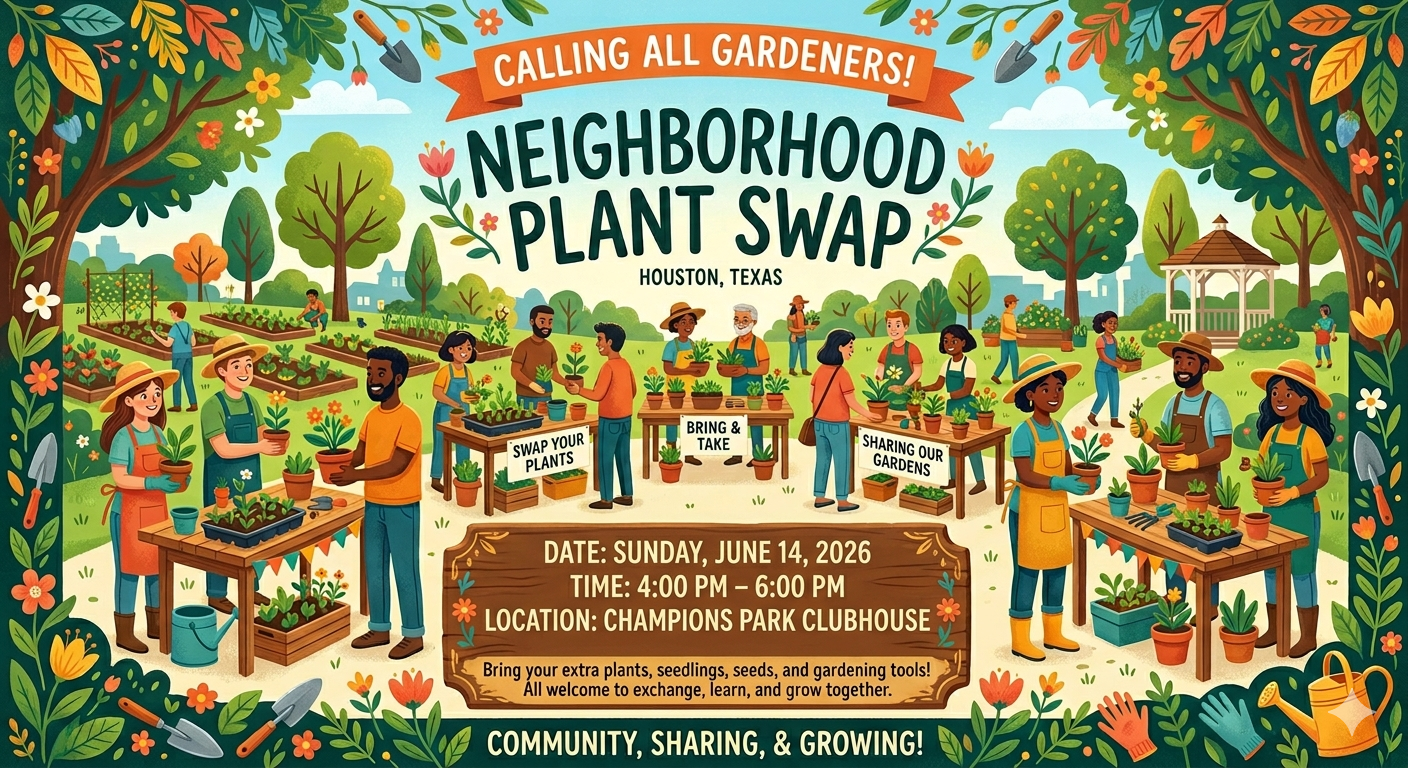 Champions Park Neighborhood Plant Swap Invites Residents to Share, Learn and Grow Together