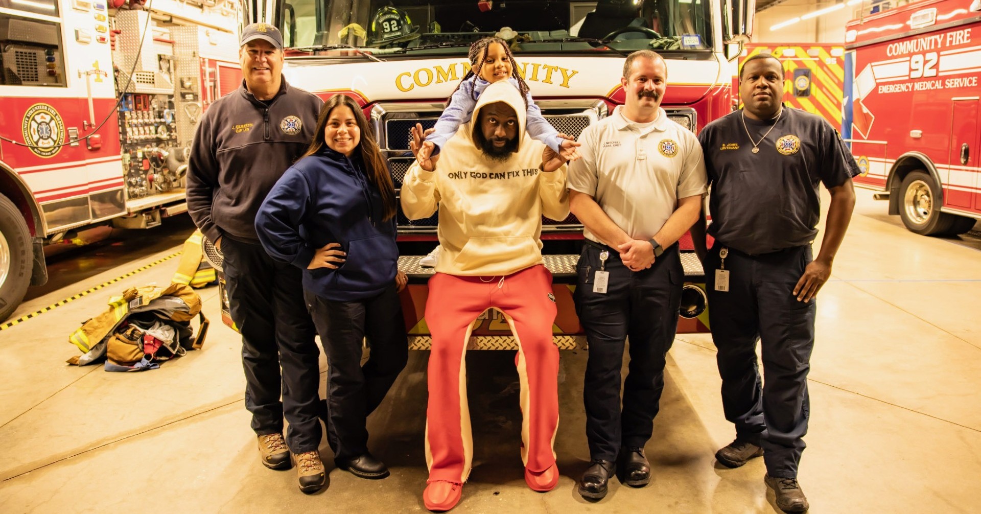 Rapper and Philanthropist Trae Tha Truth Visits CVFD Station 92 with Daughter Baby Truth