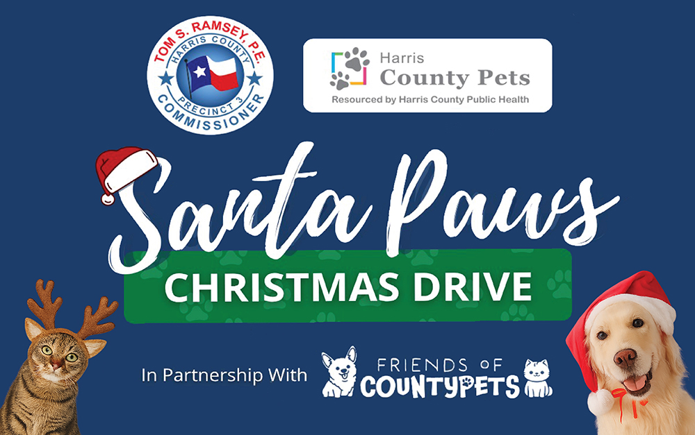 Harris County Precinct 3 Launches Santa Paws Drive to Help Shelter Pets This Holiday Season