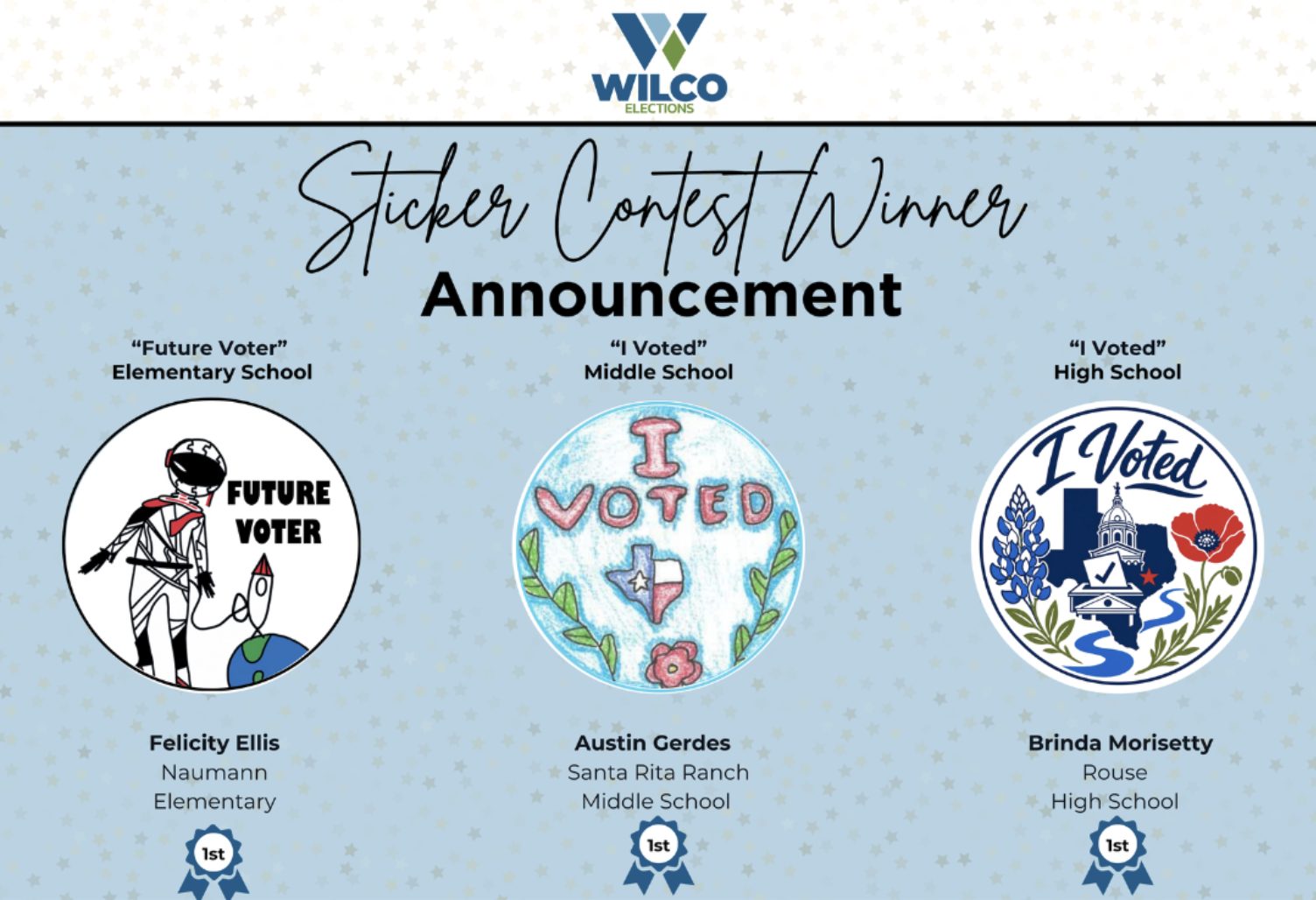 Article 2: Williamson County Students Win 2026 Election Sticker Contest, Bringing Their Artwork to November Voters