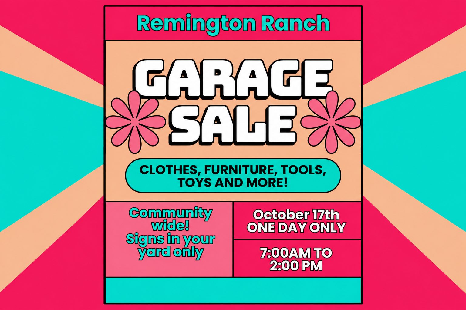 Remington Ranch Community-Wide Garage Sale Set for Oct. 17