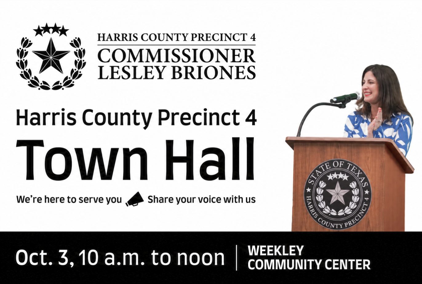West Memorial Residents Invited to Harris County Precinct 4 Town Hall in Cypress